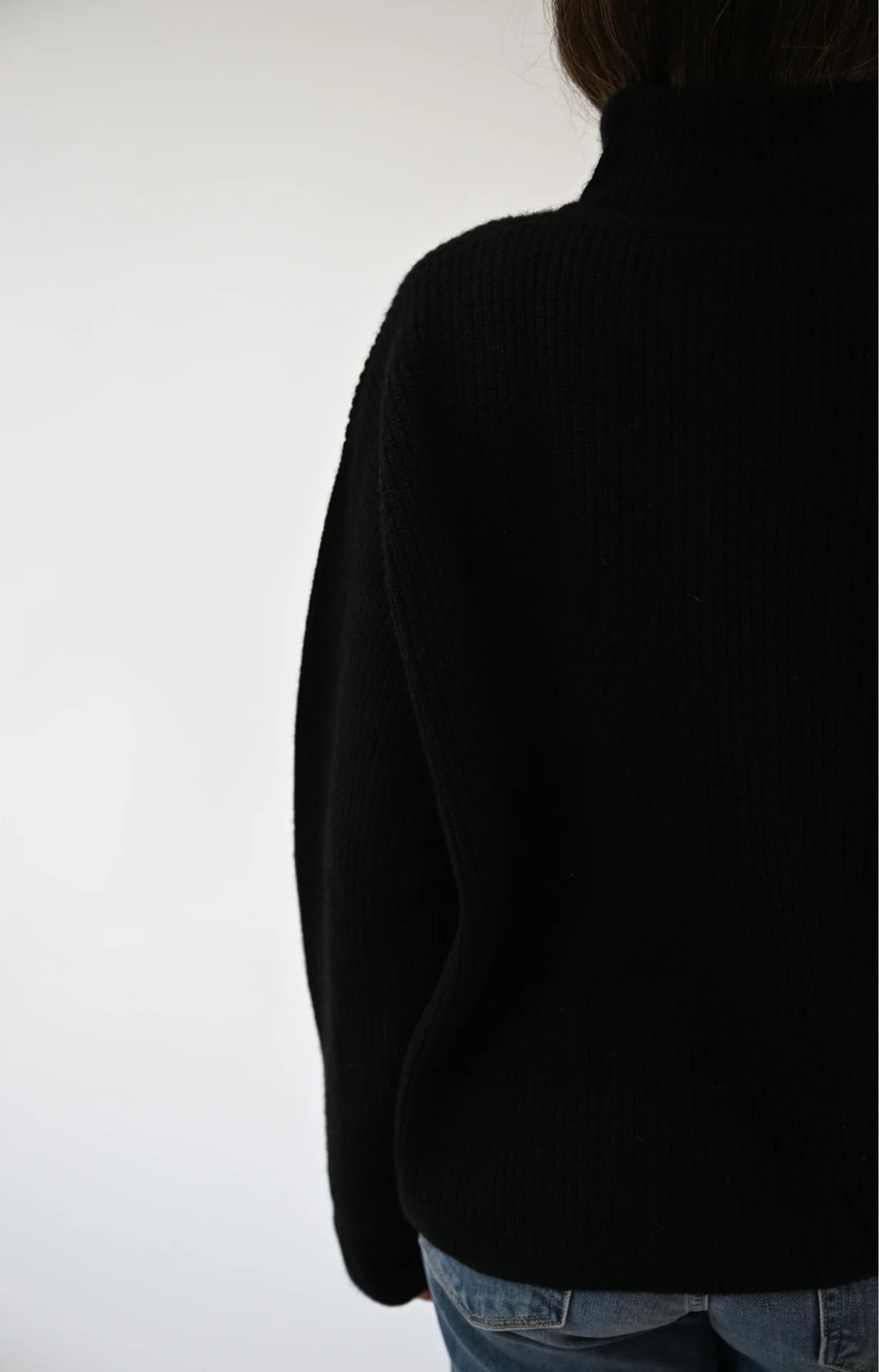 Jenni Kayne Cashmere Half Zip in Black - Picture 4 of 5
